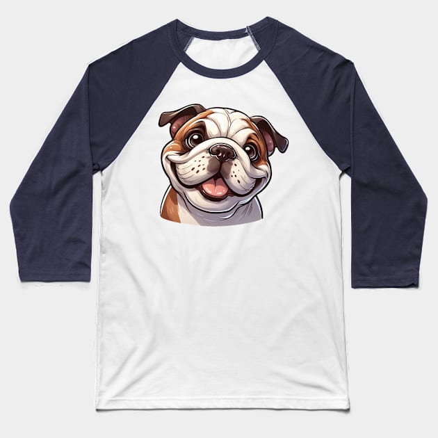 Cute Bulldog Illustration Baseball T-Shirt by Dmytro